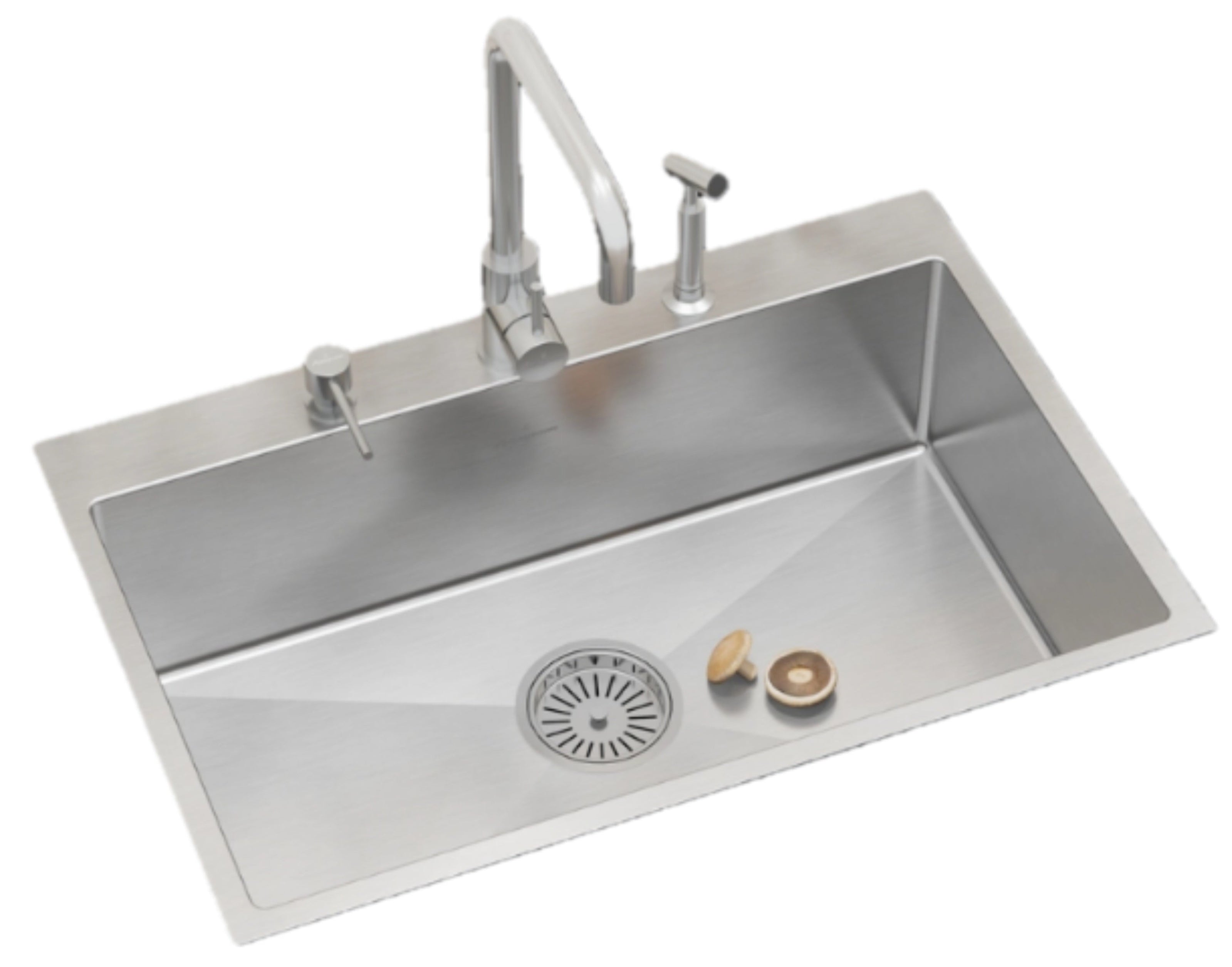 Anupam Twister Handmade Stainless Steel Kitchen Sink 30x20 Inch (760x510 mm) | Satin Finish | Single Bowl