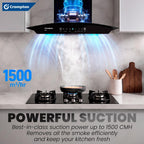 Crompton Niteo Curved (NIC-60) 60 cm Chimney | Self Intelli Auto Clean | Max Suction 1500 m³/hr | BLDC Motor |
