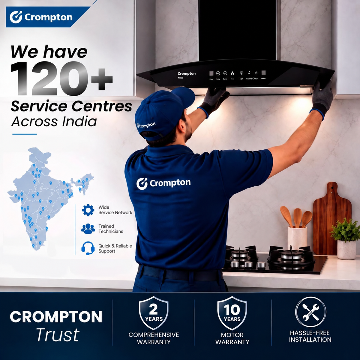 Crompton Niteo Curved (NIC-60) 60 cm Chimney | Self Intelli Auto Clean | Max Suction 1500 m³/hr | BLDC Motor |