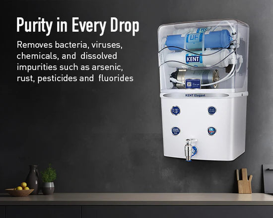 Kent Elegant RO Water Purifier | RO + UF + TDS Control | 8L Storage | UV LED Tank | Mineral RO Technology