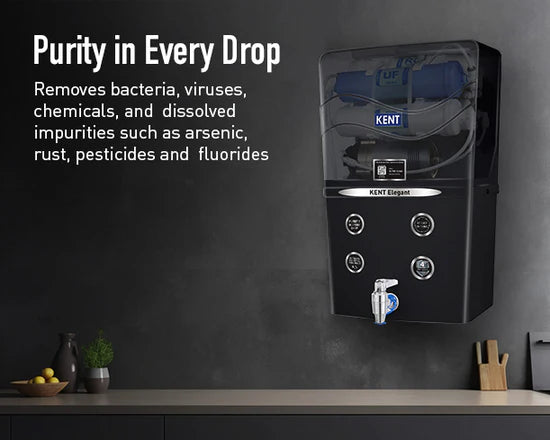 Kent Elegant RO Water Purifier | RO + UF + TDS Control | 8L Storage | UV LED Tank | Mineral RO Technology
