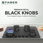 Faber Hob Della Matte Black Finish 72 cm 4 Burner | Premium Brass Burners | Auto Ignition | Toughened Glass