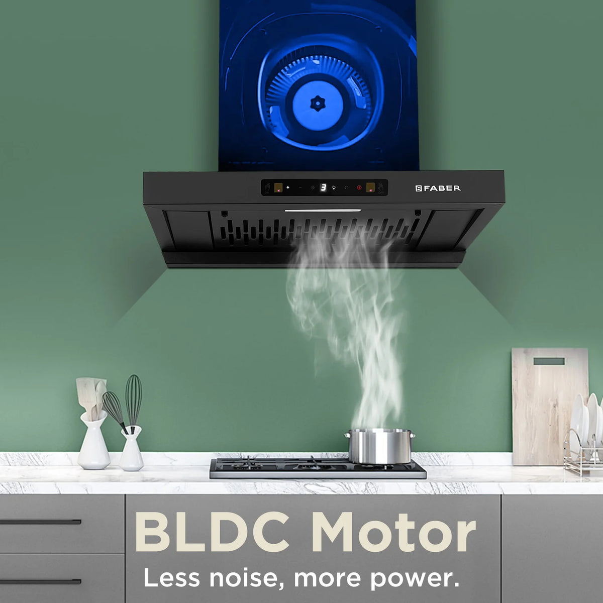 Faber Charm BLDC Filterless Auto Clean Kitchen Chimney 60 cm | Powerful Suction - 1500 m³/hr | Black