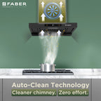 Faber Charm BLDC Filterless Auto Clean Kitchen Chimney 60 cm | Powerful Suction - 1500 m³/hr | Black