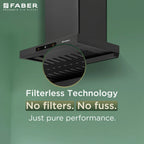 Faber Charm BLDC Filterless Auto Clean Kitchen Chimney 60 cm | Powerful Suction - 1500 m³/hr | Black