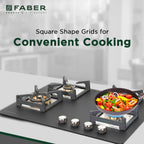 Faber Bella 70 cm 4  Brass Burner Built-in Gas Hob | Matte Black Glass Top | Auto-Ignition |