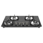Faber Hob Superia Elegant Black Design 76 cm 4 Burner | Premium Brass Burners | Auto Ignition | Toughened Glass