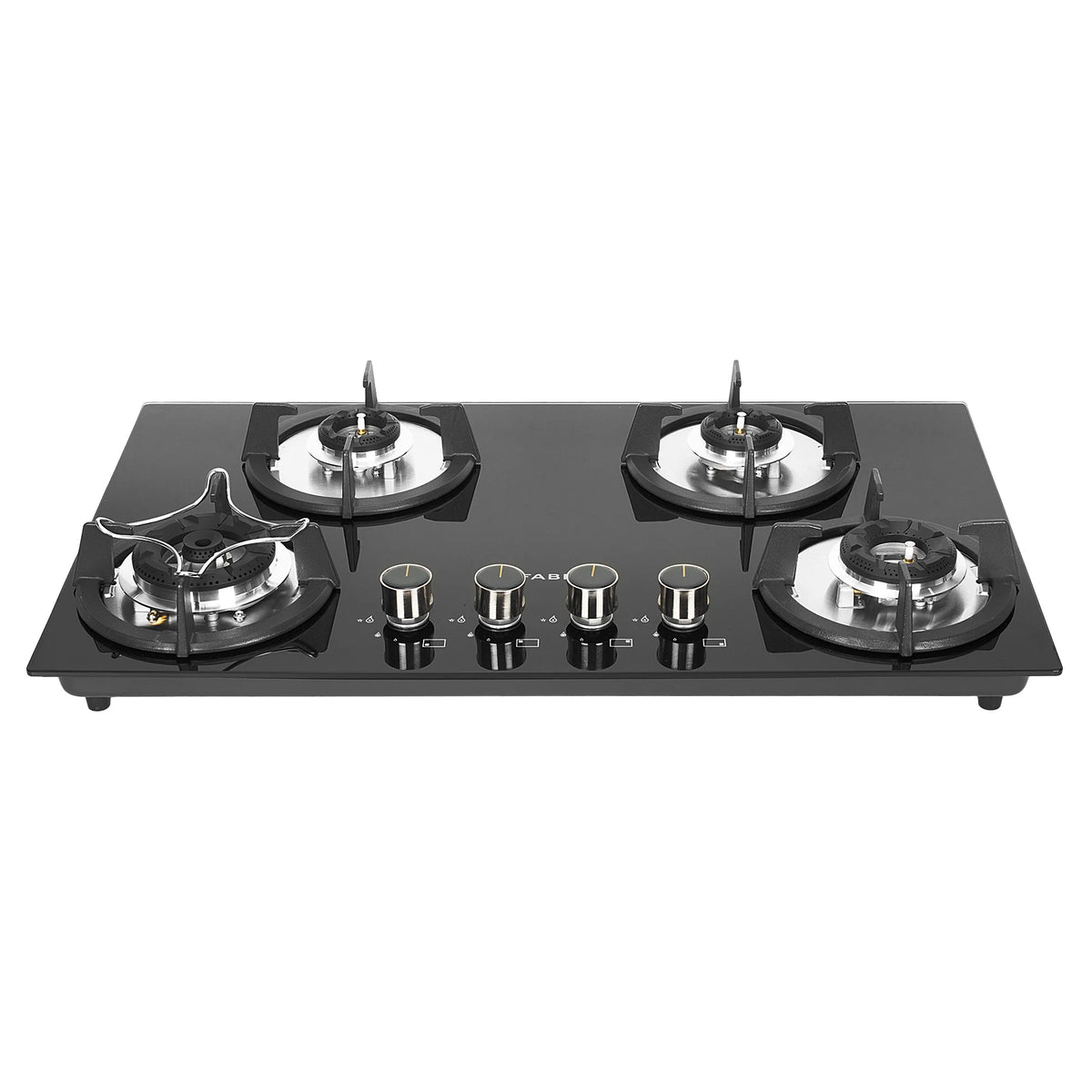 Faber Hob Superia Elegant Black Design 76 cm 4 Burner | Premium Brass Burners | Auto Ignition | Toughened Glass