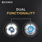 Faber Hob Superia Elegant Black Design 76 cm 4 Burner | Premium Brass Burners | Auto Ignition | Toughened Glass
