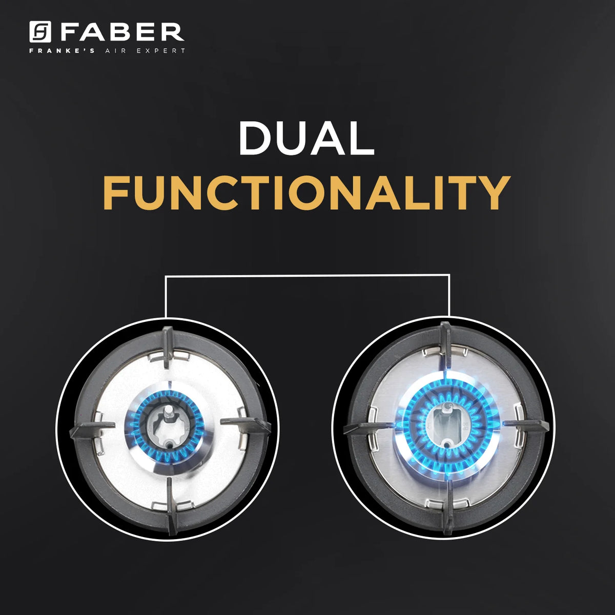 Faber Hob Superia Elegant Black Design 76 cm 4 Burner | Premium Brass Burners | Auto Ignition | Toughened Glass