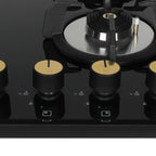 Faber Maxus 60 cm 4 Brass Burner Built-in Gas Hob with Black Tempered Glass Top | Auto-Ignition