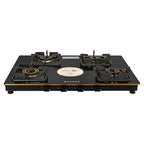 Faber Cooktop Prince Plus 4 Burner 72 cm Slim Glass Cooktop | Premium Brass Burners | Manual Ignition