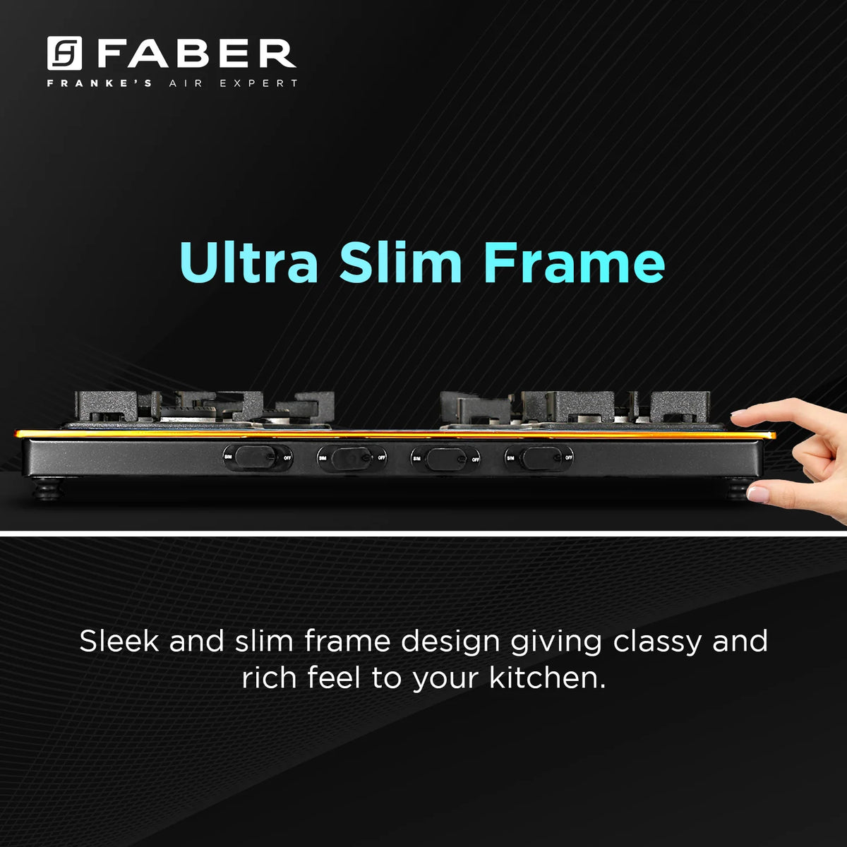 Faber Cooktop Prince Plus 4 Burner 72 cm Slim Glass Cooktop | Premium Brass Burners | Manual Ignition