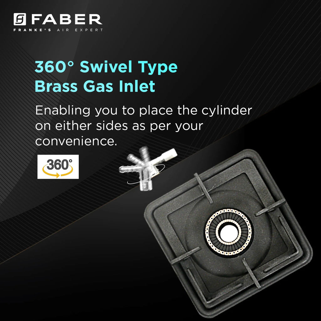 Faber Cooktop Prince Plus 3 Burner 77 cm Slim Glass Cooktop | Premium Brass Burners | Manual Ignition