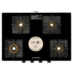 Faber Cooktop Prince Plus 4 Burner 72 cm Slim Glass Cooktop | Premium Brass Burners | Manual Ignition
