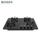 Faber Hob Experia Elegant Black Design 70 cm 4 Burner | Premium Brass Burners | Auto Ignition | Toughened Glass