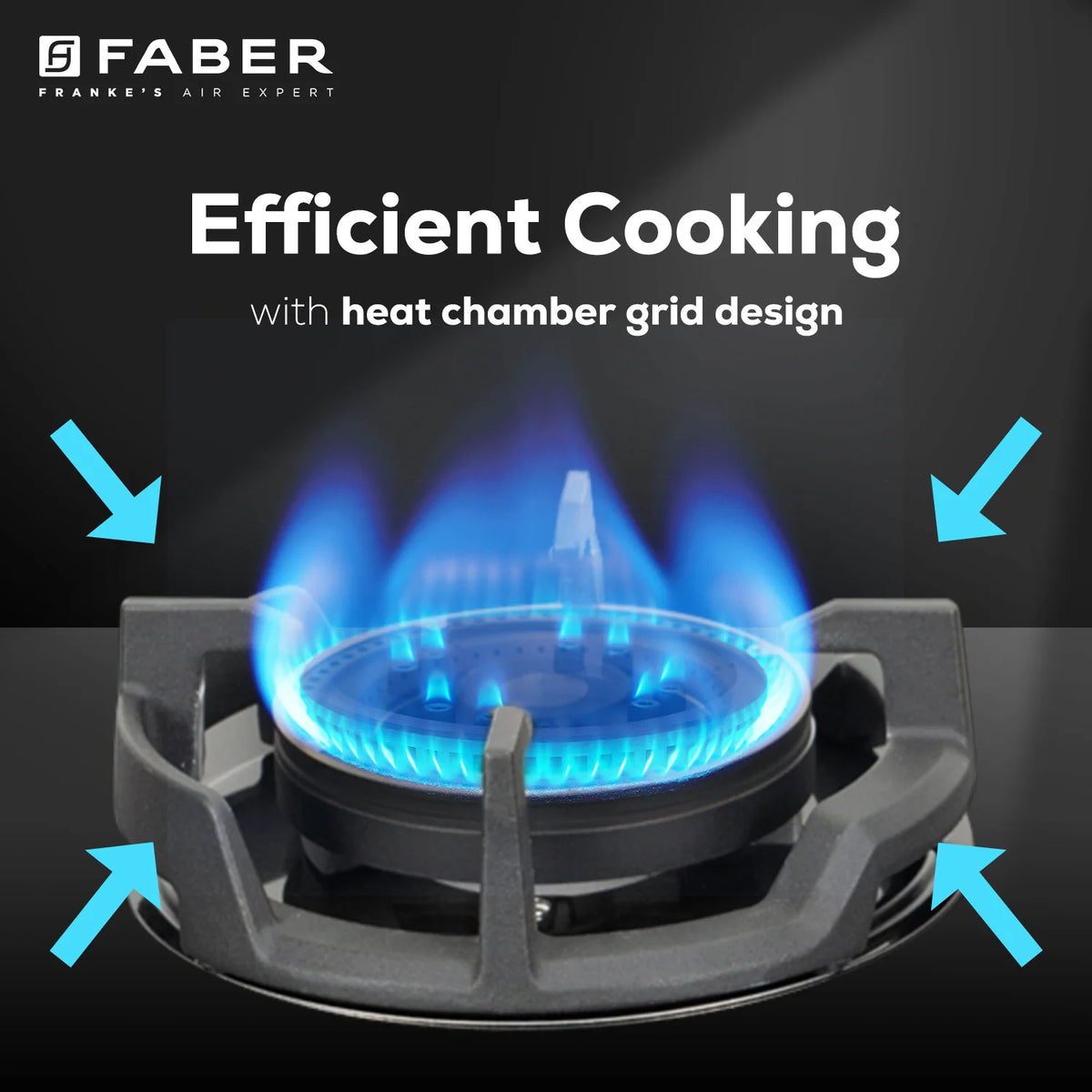 Faber Hob Experia Elegant Black Design 70 cm 4 Burner | Premium Brass Burners | Auto Ignition | Toughened Glass