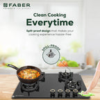 Faber Hob Experia Elegant Black Design 70 cm 4 Burner | Premium Brass Burners | Auto Ignition | Toughened Glass