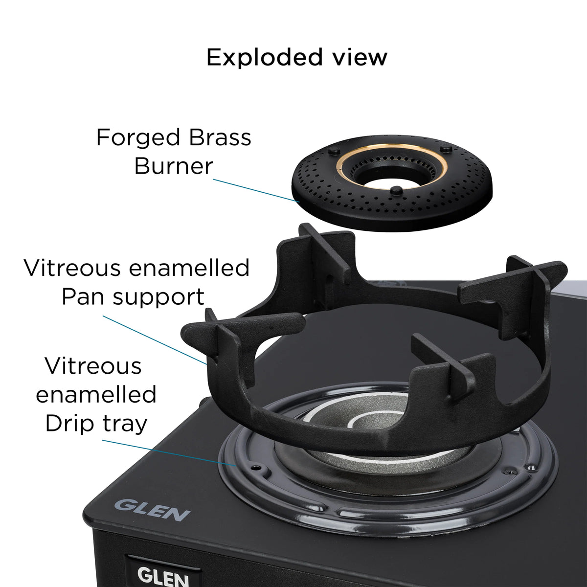 Glen CT 1045 Ultra Slim MG 75 cm Gas Cooktop | Auto Ignition | 4 Brass Burners | 75 cm | 1045USMG