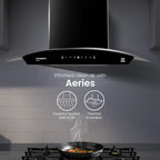 Crompton Aeries Curved 60 cm Filterless Kitchen Chimney | 1280 m³/hr Suction | Gesture Control | Thermal Auto Clean