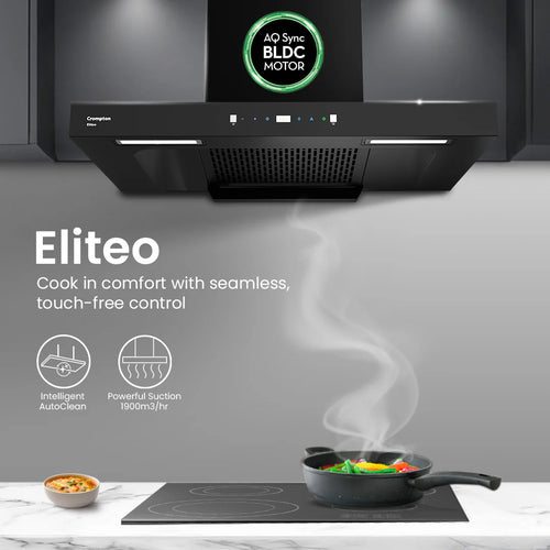 Crompton Eliteo Box 75 cm(ELB-75) Chimney | Filterless Technology | Smart ON feature | Auto Clean