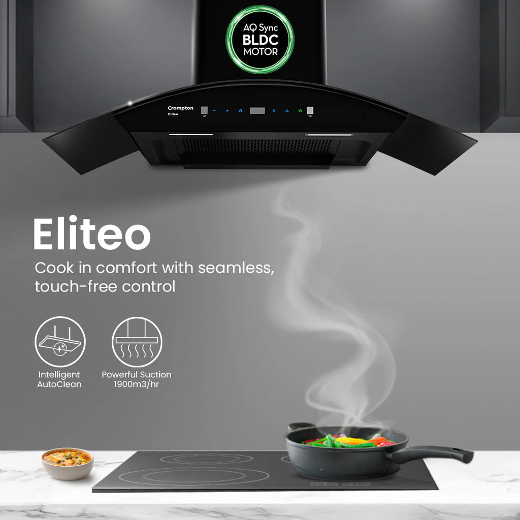 Crompton Eliteo Curve 90 cm(ELC-90) Chimney | Filterless Technology | Smart ON feature | Auto Clean