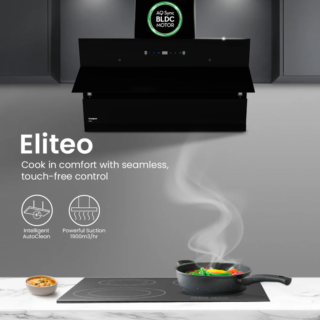 Crompton Eliteo Inclined 75 cm(ELI-75) Chimney | Filterless Technology | Smart ON feature | Auto Clean