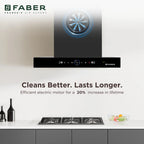 Faber Dazzle BLDC Filterless Auto Clean Kitchen Chimney 60 cm | Powerful Suction | Black