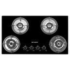 Faber Hob Superia Elegant Black Design 76 cm 4 Burner | Premium Brass Burners | Auto Ignition | Toughened Glass