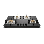 Glen 4 Burner Built-in Glass Hob | Premium Forged Brass Burners | Auto Ignition | Toughened Glass Finish