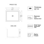 Glen 24" x 18" x 9" Sink 304 Grade Stainless Steel Handmade Single Bowl Kitchen Sink | Matte Finish | Heavy-Duty