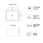 Glen 30" x 18" x 9" Sink 304 Grade Glen Stainless Steel Handmade Single Bowl Kitchen Sink | Matte Finish | Heavy-Duty