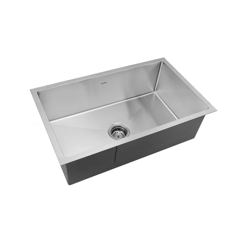 Glen 30" x 18" x 9" Sink 304 Grade Glen Stainless Steel Handmade Single Bowl Kitchen Sink | Matte Finish | Heavy-Duty