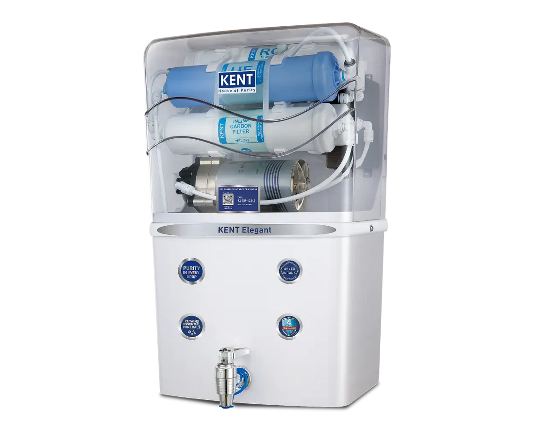 Kent Elegant RO Water Purifier | RO + UF + TDS Control | 8L Storage | UV LED Tank | Mineral RO Technology