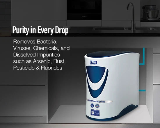 Kent Sterling Plus Under-the-Counter RO Water Purifier | 6L Storage Tank | 20 L/hr Capacity