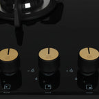 Faber Maxus 60 cm 3 Brass Burner Built-in Gas Hob with Black Tempered Glass Top | Auto-Ignition