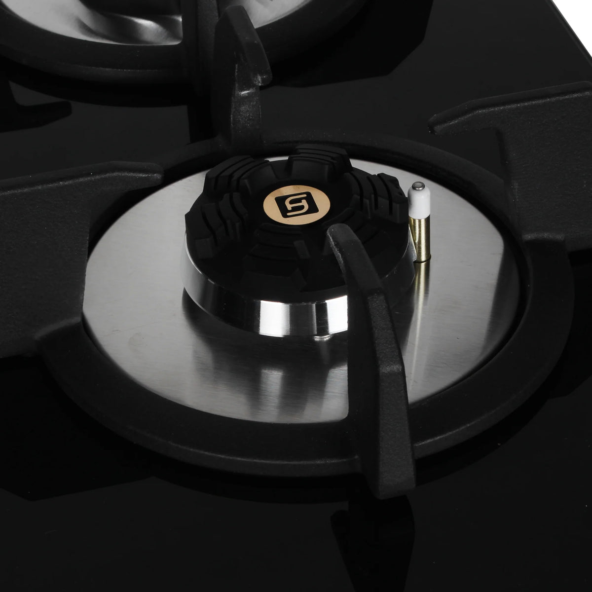 Faber Maxus 60 cm 3 Brass Burner Built-in Gas Hob with Black Tempered Glass Top | Auto-Ignition