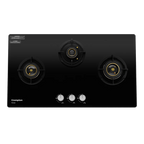 Crompton Hob Viona  Black 78 cm 3 Burner | Premium Brass Burners | Auto Ignition | Toughened Glass Finish